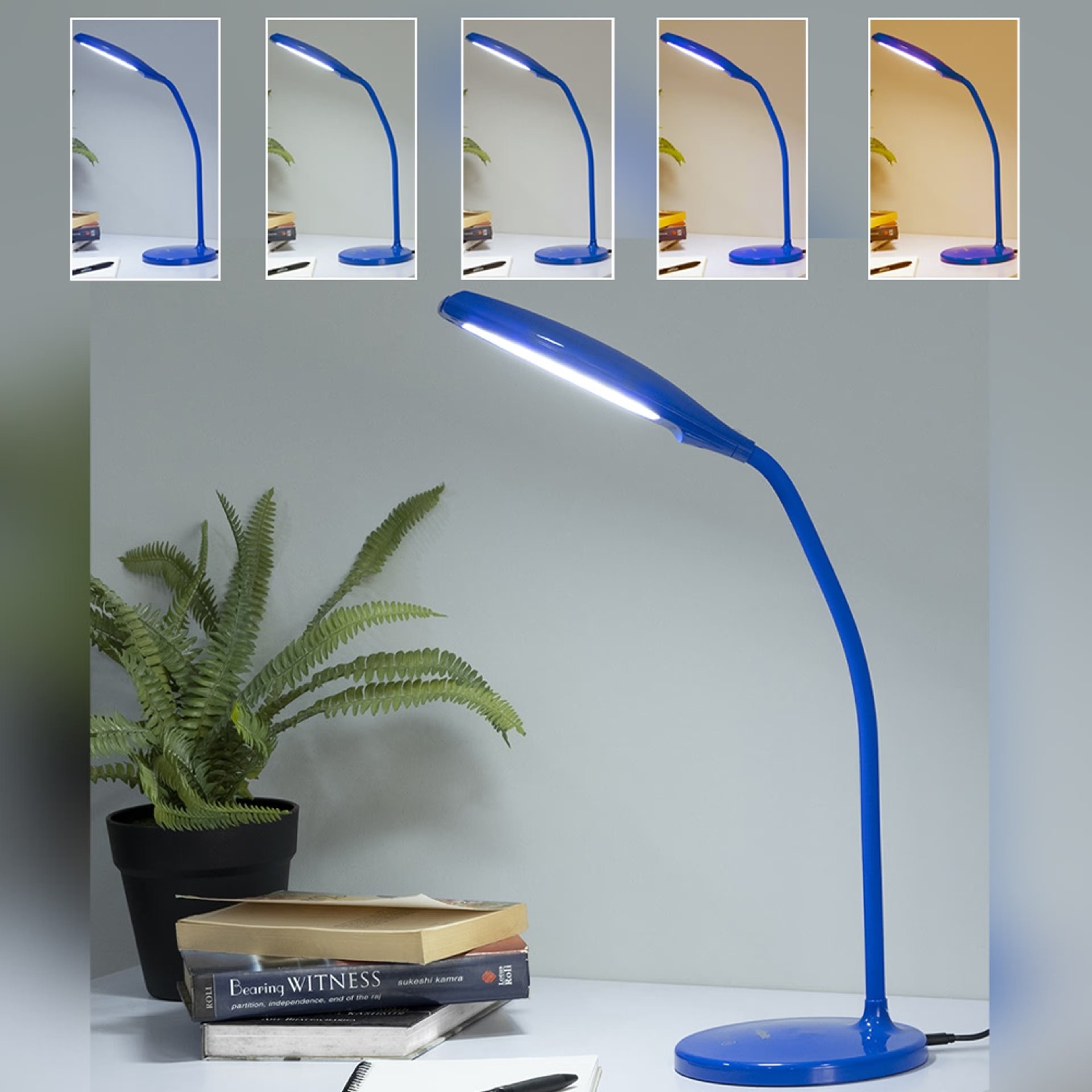 Wakefit Planck&nbsp;Study&nbsp;Lamp (with Wireless Charging and adapter) With Adapter, Blue