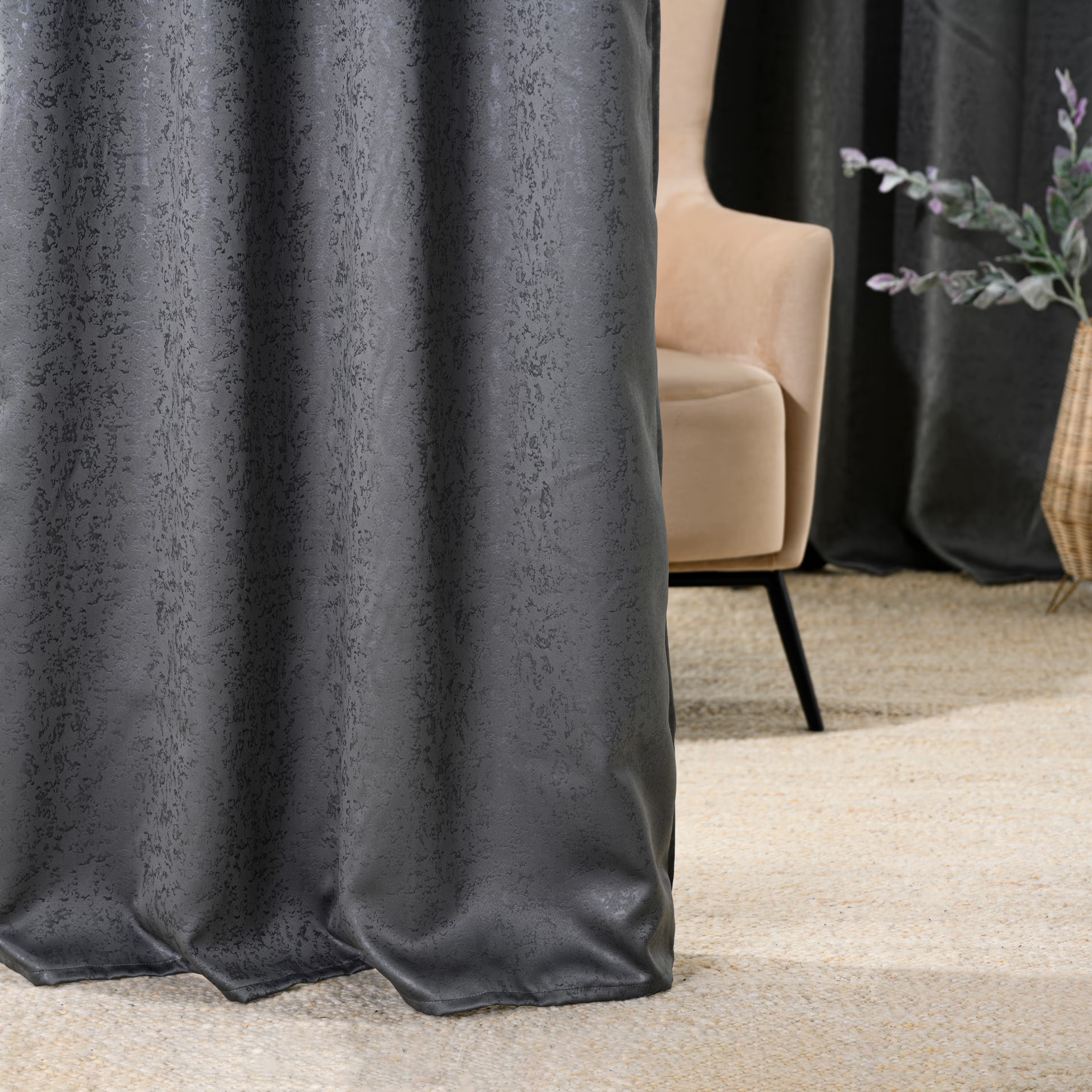 Embossed Blackout Curtain | Light Blocking Upto 92% | (9 x 3.9 ft) | For Long Door | Set of 1 | Reduces Noise | Machine Washable | Grey Long Door (9 Feet), Set of 1, Grey