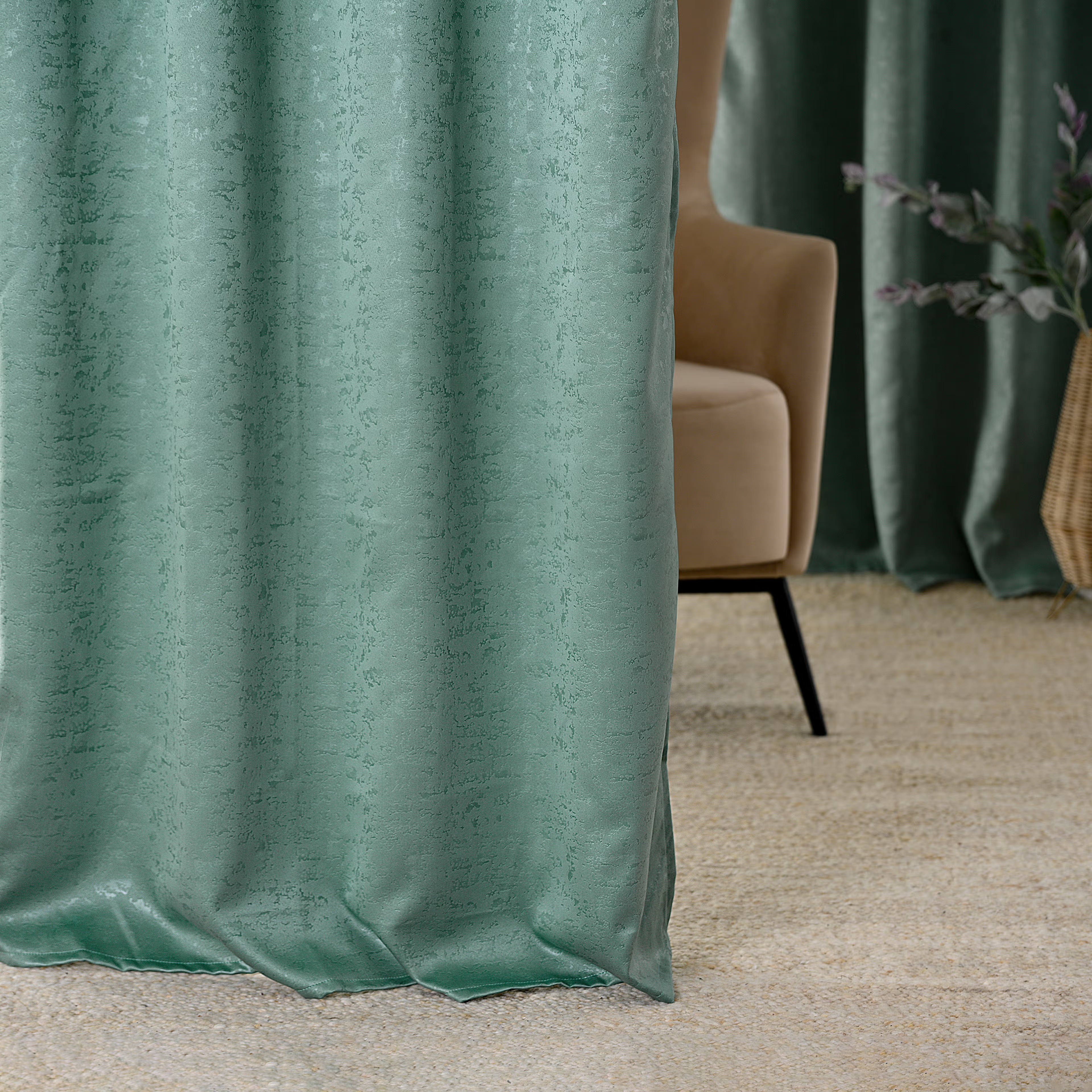 Embossed Blackout Curtain | Light Blocking Upto 80% | (7 x 3.9 ft) | For Door | Set of 1 | Reduces Noise | Machine Washable | Aqua Green Door (7 Feet), Set of 1, Aqua Green