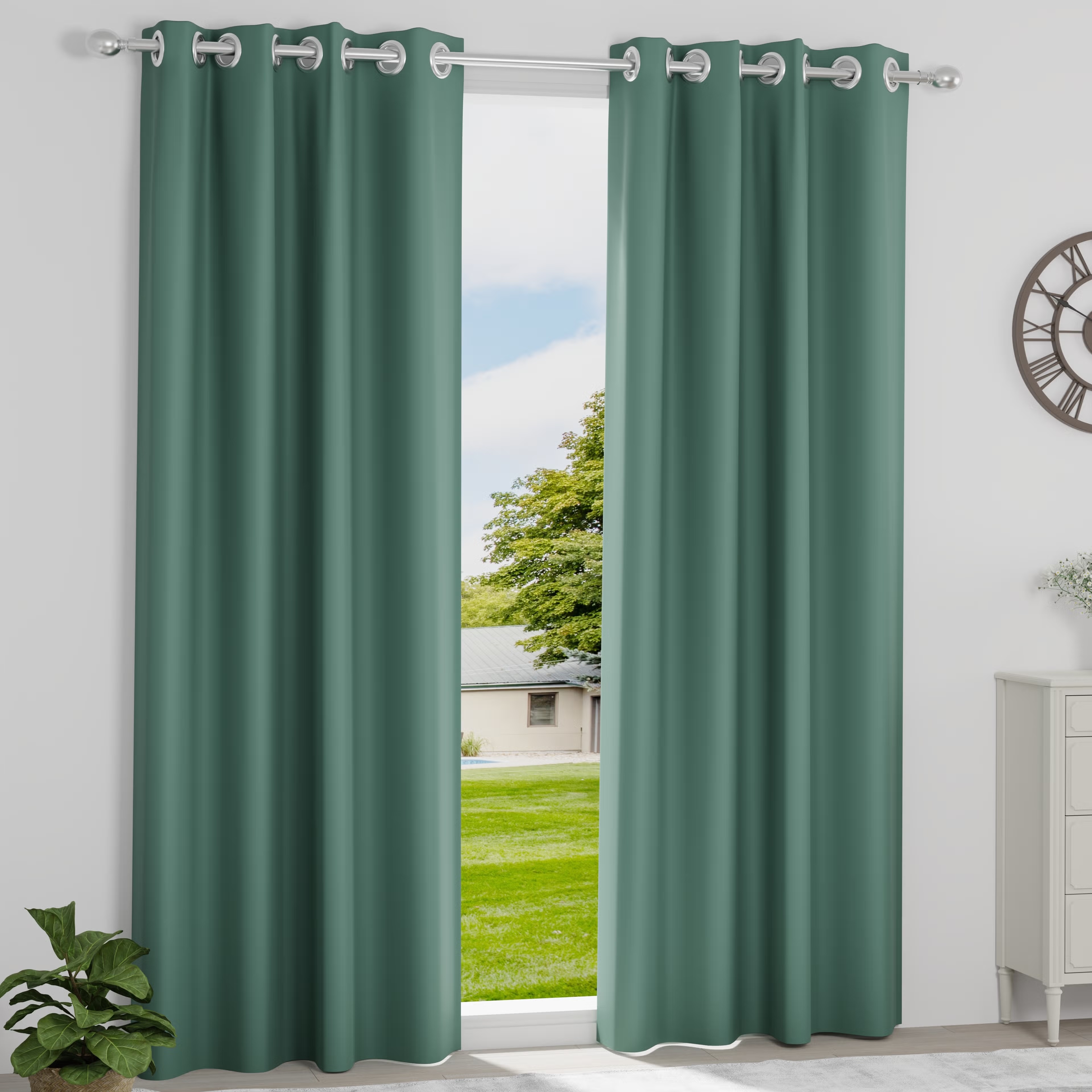 Home 34 Solid Blackout Curtain | Light Blocking Upto 80% | (7 x 3.9 ft) | For Door | Set of 1 | Reduces Noise | Machine Washable | Aqua Green Door (7 Feet), Set of 1, Aqua Green