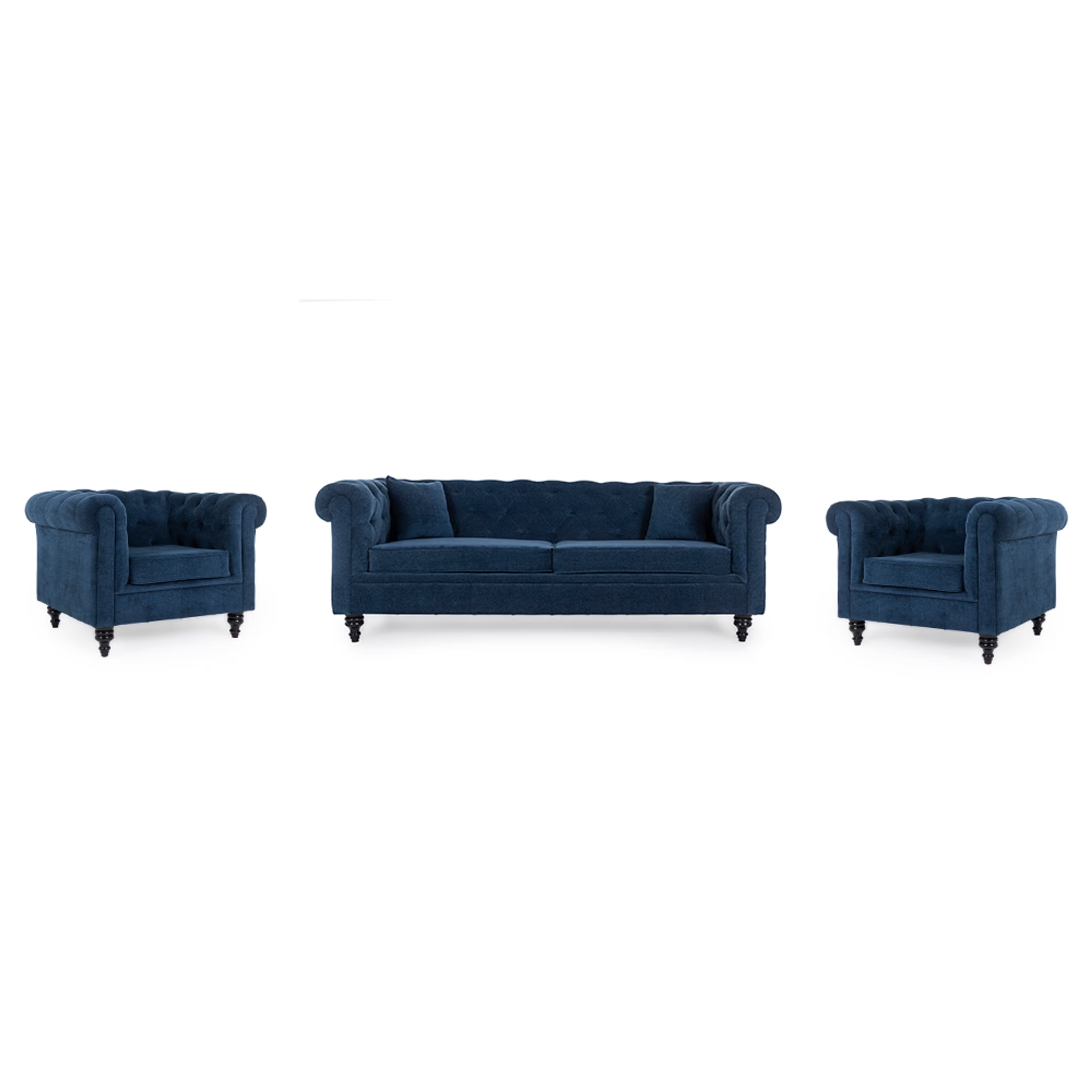 Wakefit Havana Sofa Set (3+1+1) Cobalt Blue 3 Seater + 1 Seater + 1 Seater, Cobalt Blue