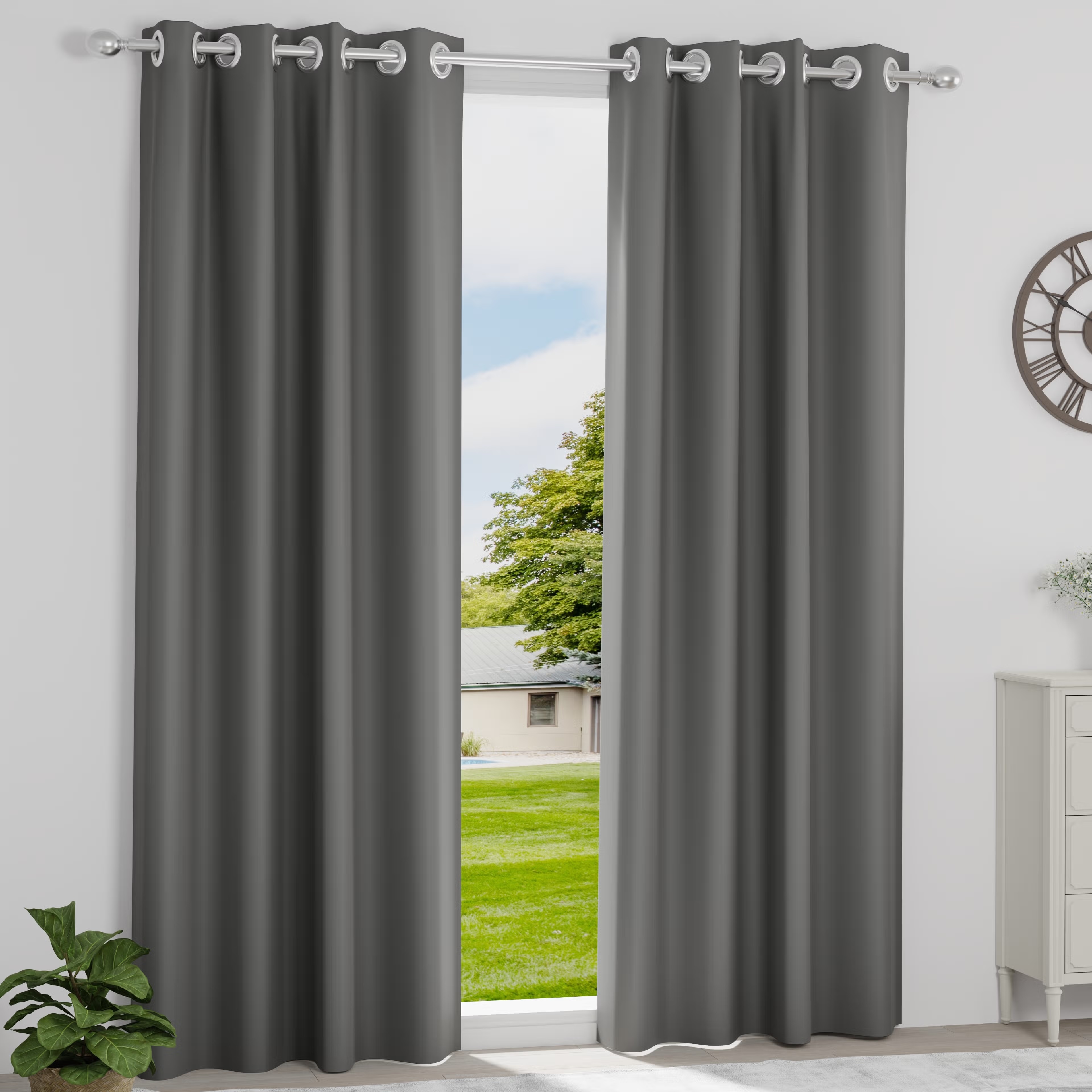 Home 41 Solid Blackout Curtain | Light Blocking Upto 92% | (7 x 3.9 ft) | For Door | Set of 1 | Reduces Noise | Machine Washable | Grey Door (7 Feet), Set of 1, Grey