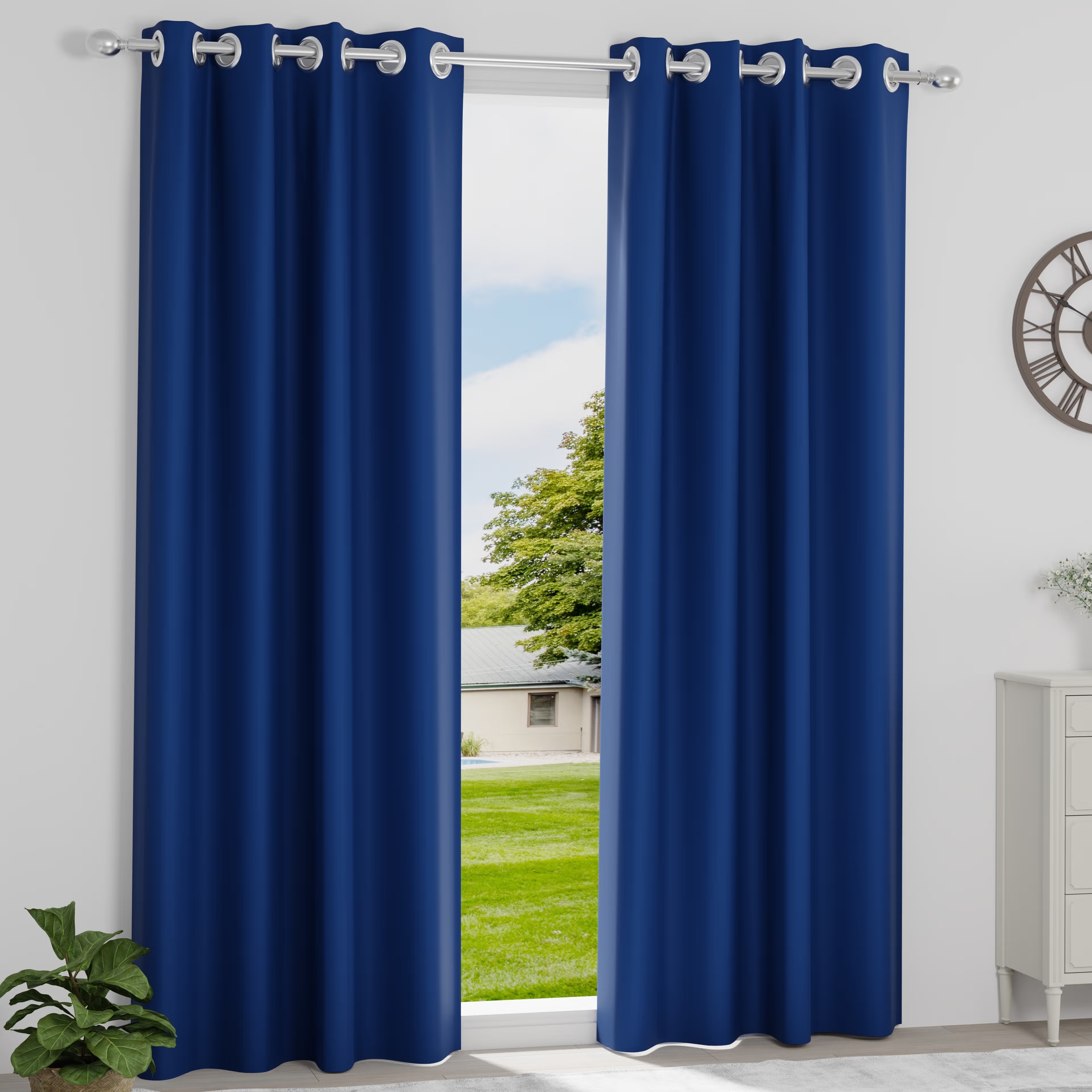 Solid Blackout Curtain | Light Blocking Upto 95% | (5 x 3.9 ft) | For Window | Set of 1 | Reduces Noise | Machine Washable | Blue Window (5 Feet), Set of 1, Blue