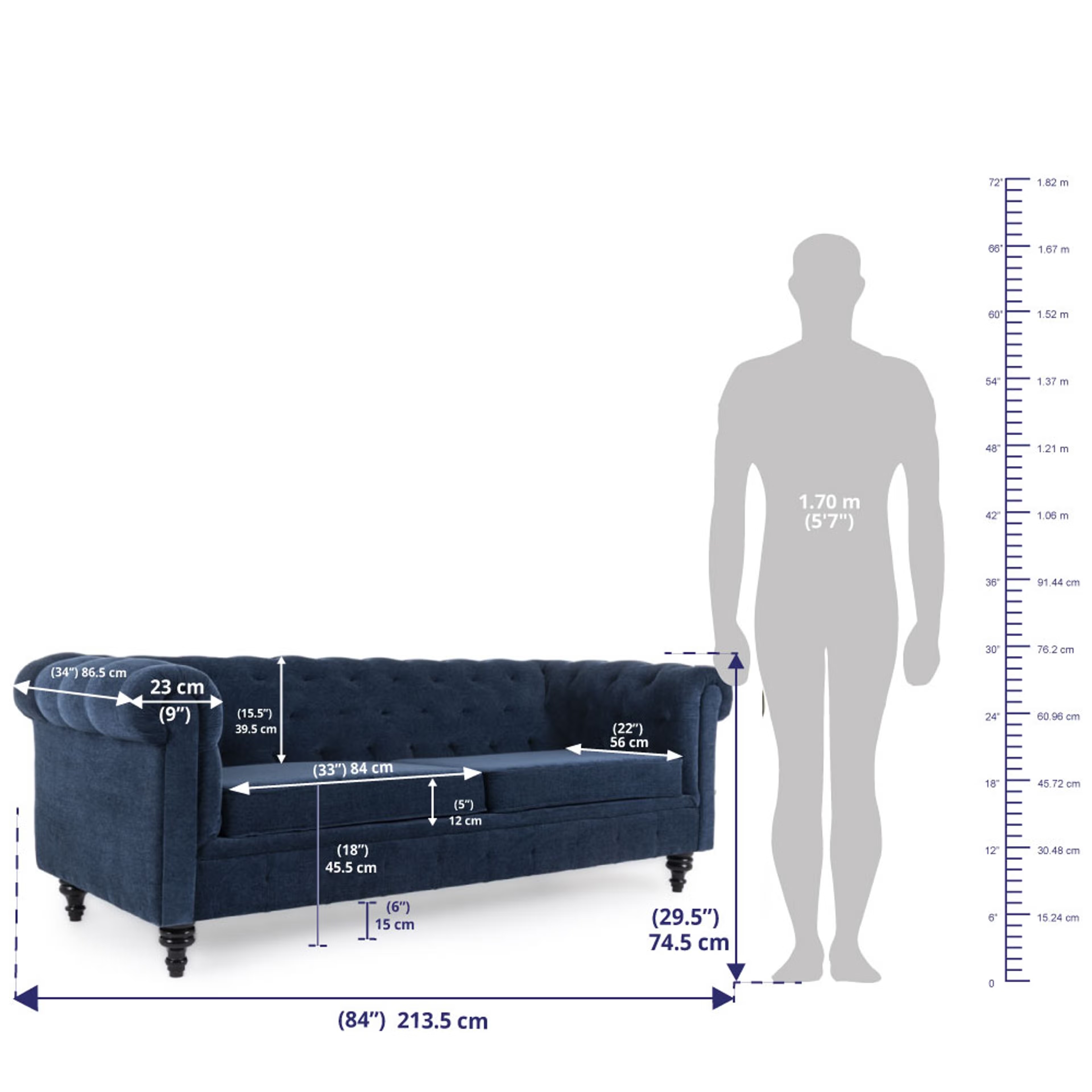 Wakefit Havana Sofa Set (3+2) Cobalt Blue 3 Seater + 2 Seater, Cobalt Blue 5 Wakefit Havana Sofa Set (3+2) Cobalt Blue 3 Seater + 2 Seater, Cobalt Blue