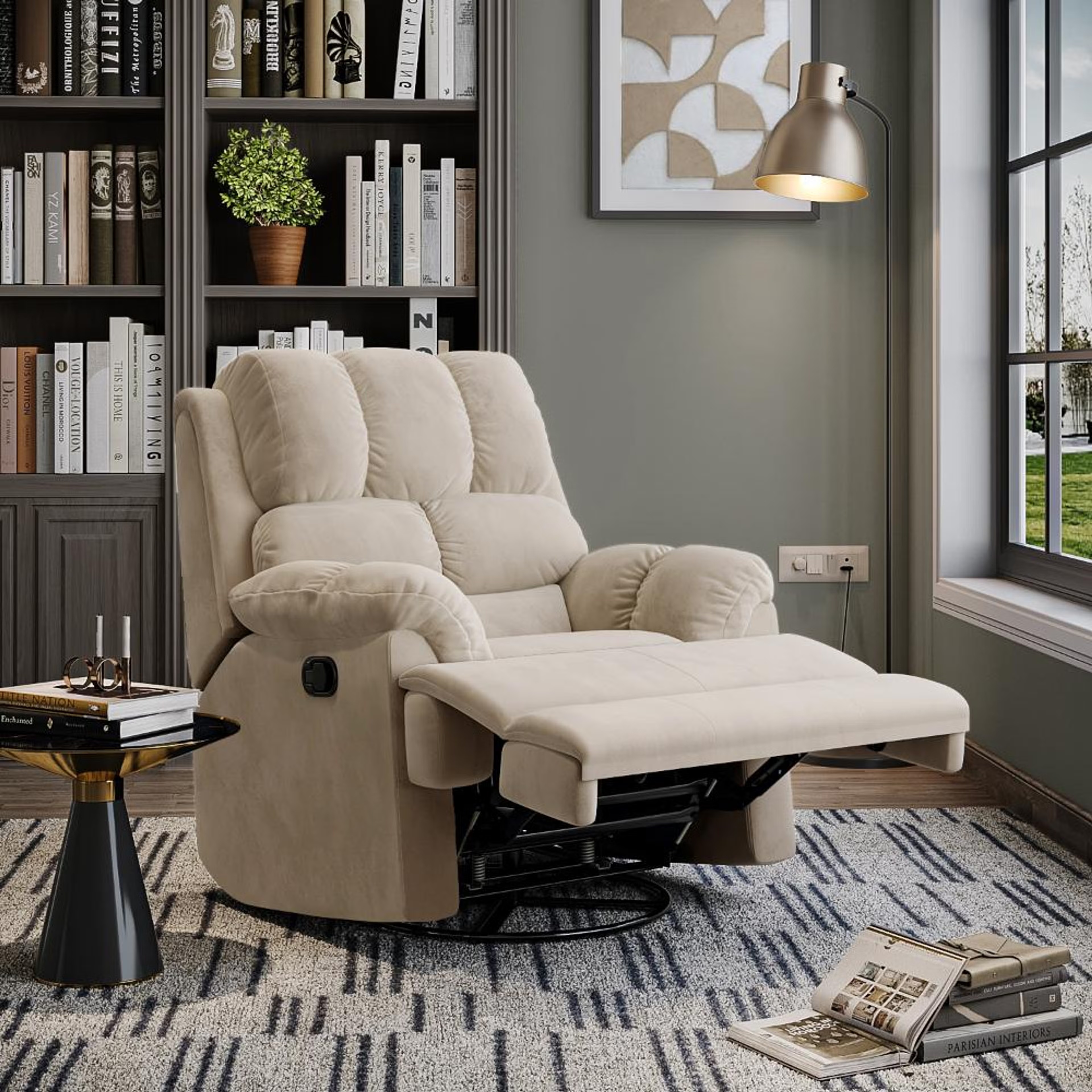 Wakefit Virelia Rocking & Revolving Recliner - Single Seater Manual, Regular, Revolving, Tuscan Tan