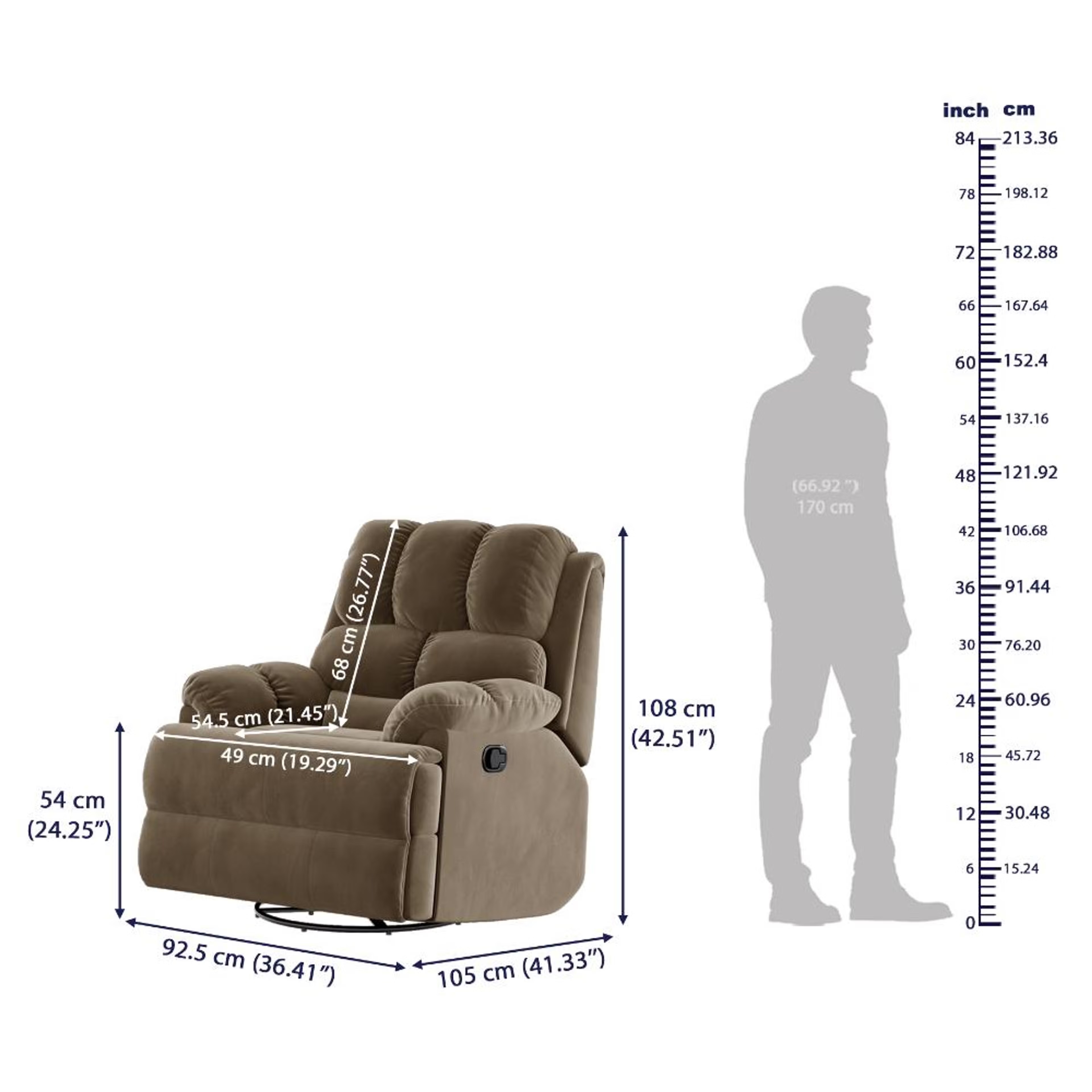 Wakefit Virelia Rocking & Revolving Recliner - Single Seater Manual, Regular, Revolving, Stone 14 Wakefit Virelia Rocking & Revolving Recliner - Single Seater Manual, Regular, Revolving, Stone
