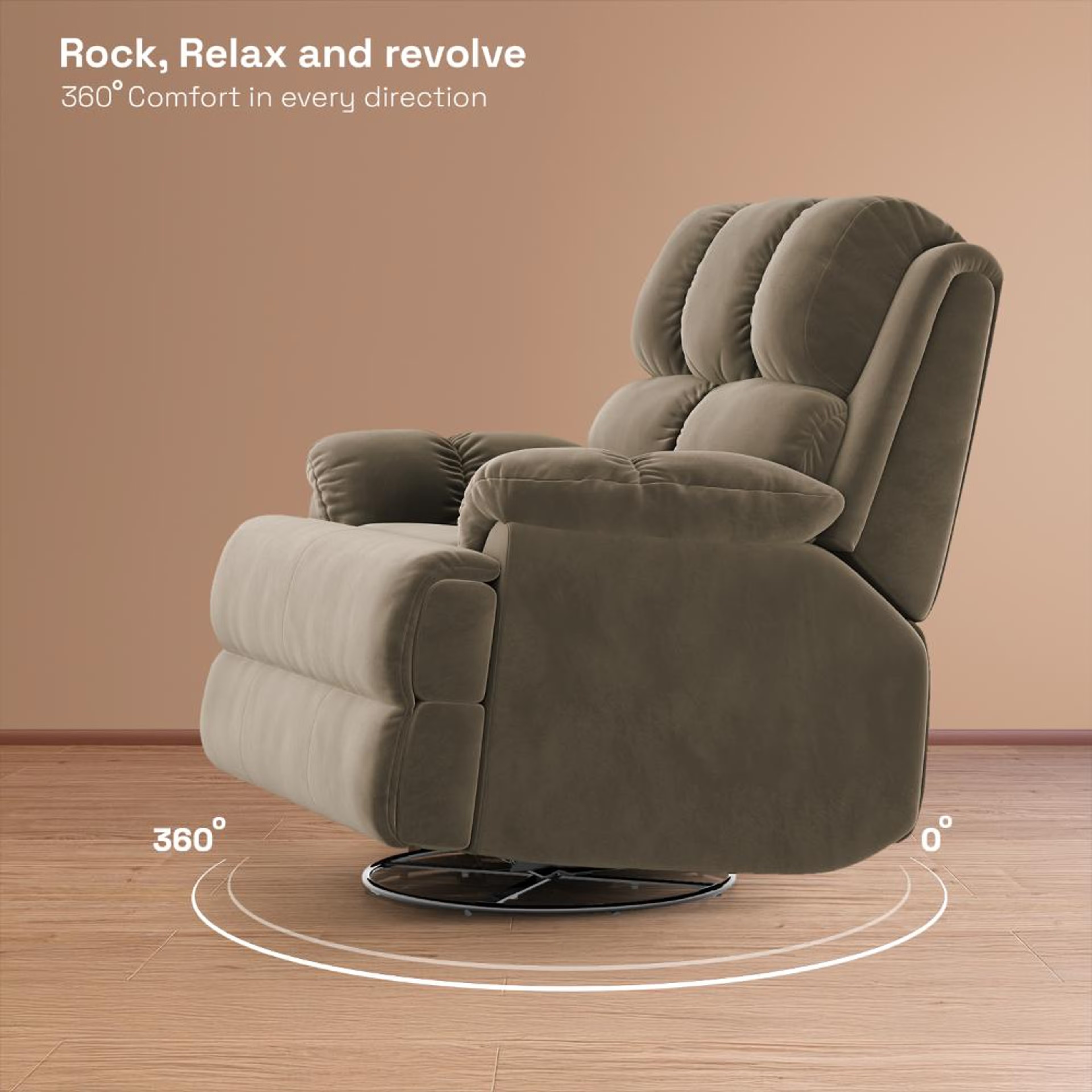 Wakefit Virelia Rocking & Revolving Recliner - Single Seater Manual, Regular, Revolving, Stone 4 Wakefit Virelia Rocking & Revolving Recliner - Single Seater Manual, Regular, Revolving, Stone