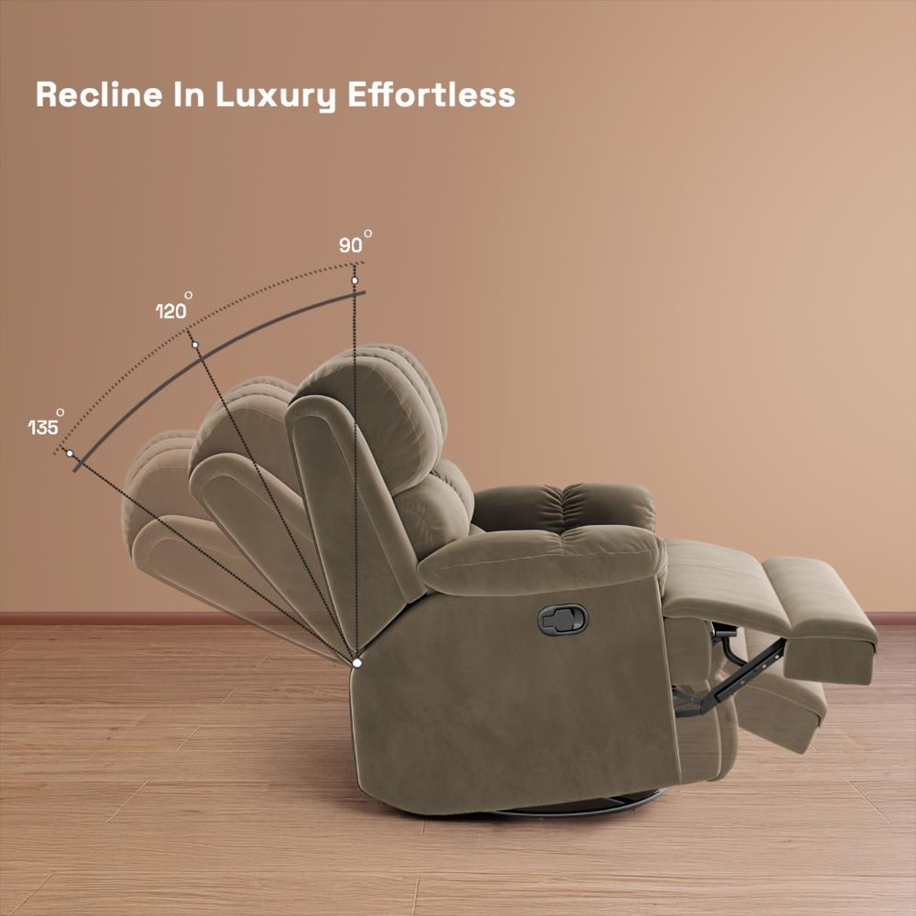 Wakefit Virelia Rocking & Revolving Recliner - Single Seater Manual, Regular, Revolving, Stone 6 Wakefit Virelia Rocking & Revolving Recliner - Single Seater Manual, Regular, Revolving, Stone
