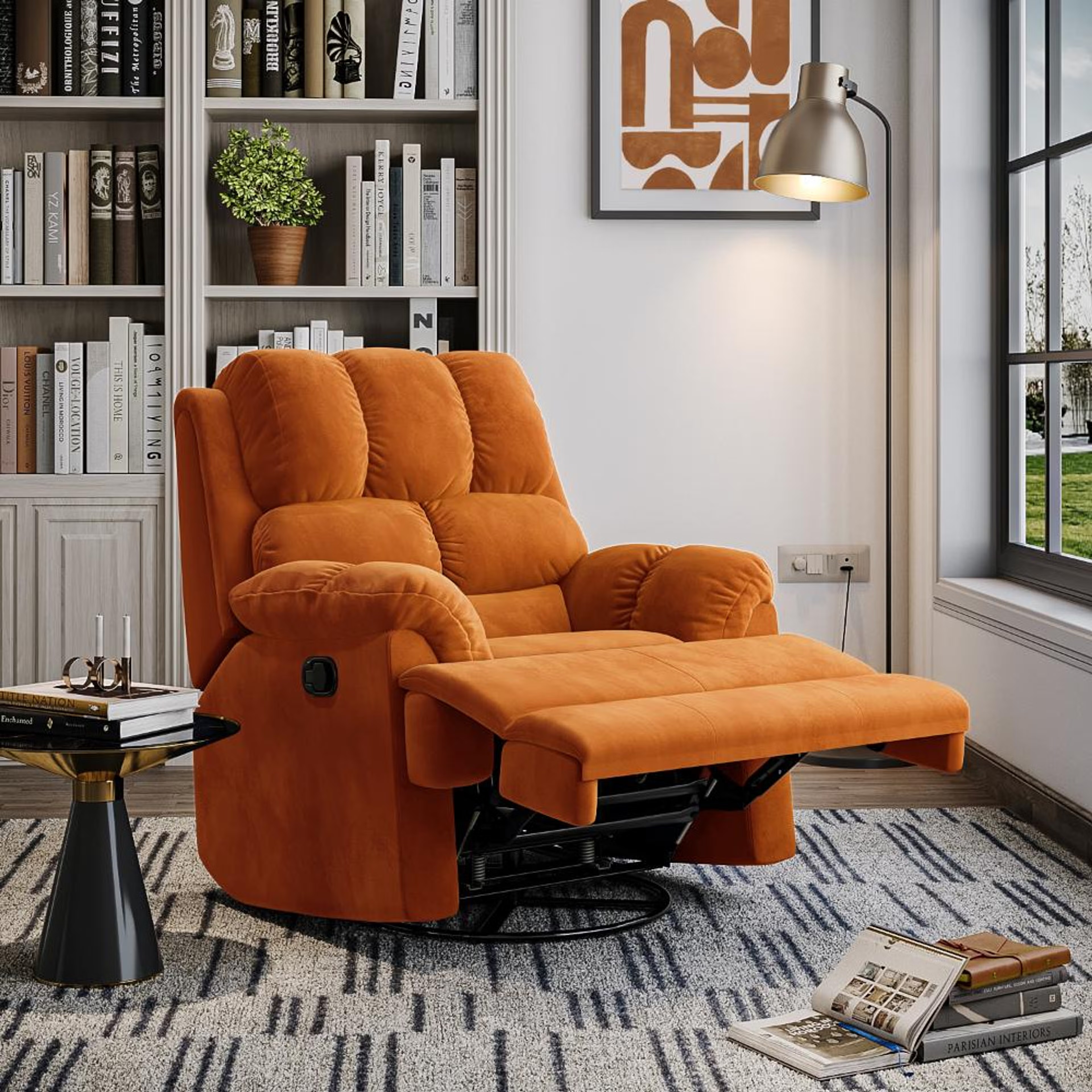 Home 40 Wakefit Virelia Rocking & Revolving Recliner - Single Seater Manual, Regular, Revolving, Amber