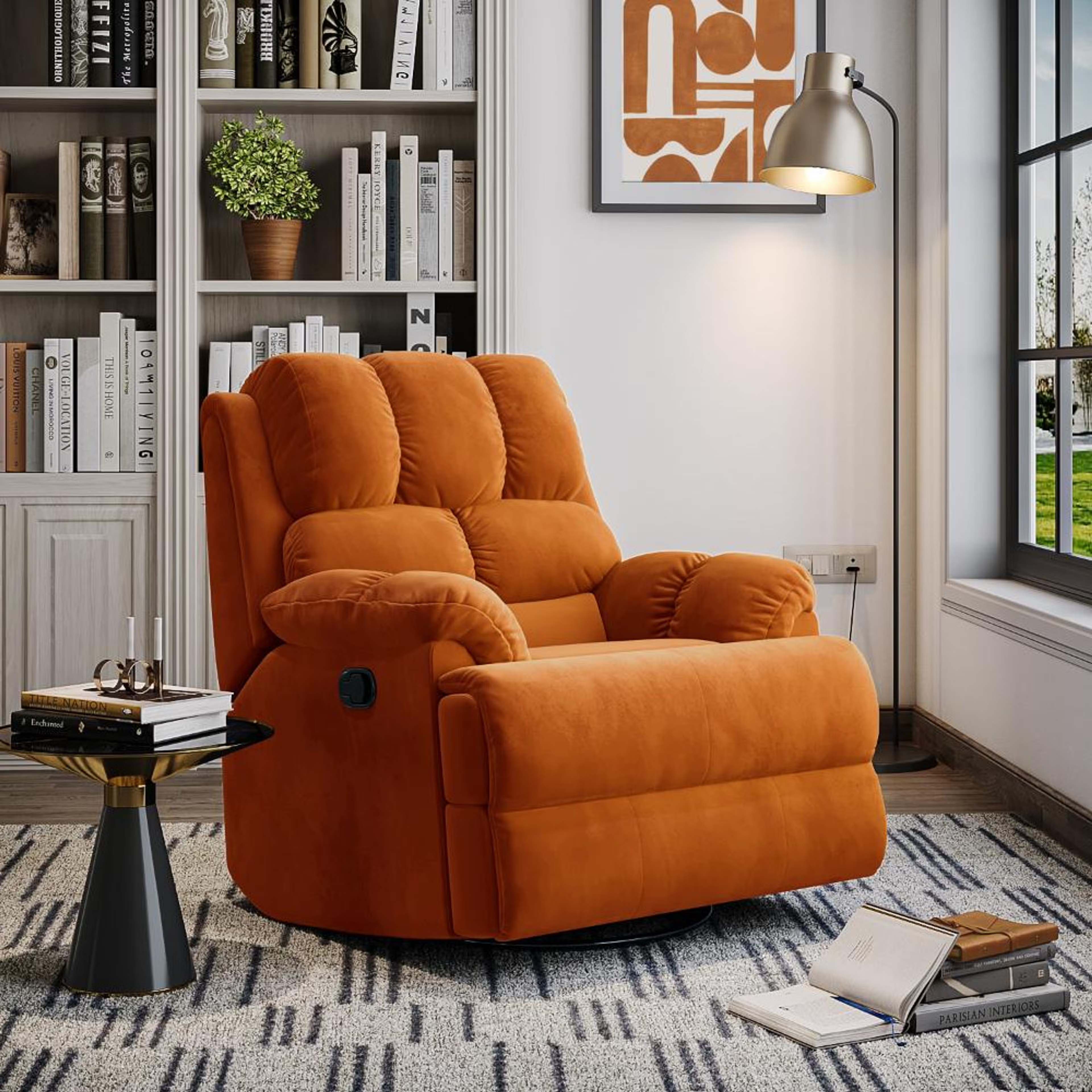 Home 41 Wakefit Virelia Rocking & Revolving Recliner - Single Seater Manual, Regular, Revolving, Amber