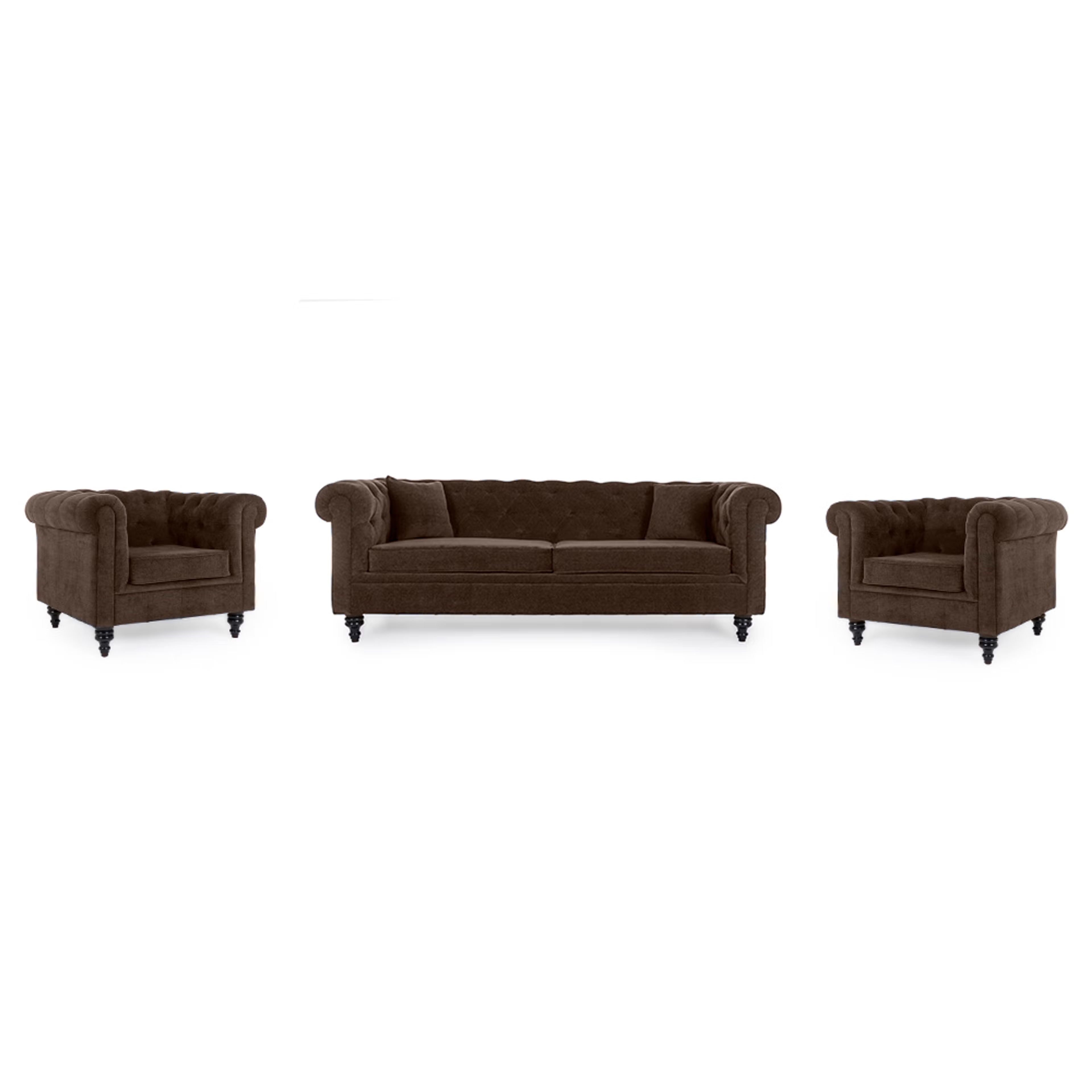 Wakefit Havana Sofa Set (3+1+1) Dark Earth 3 Seater + 1 Seater + 1 Seater, Dark Earth