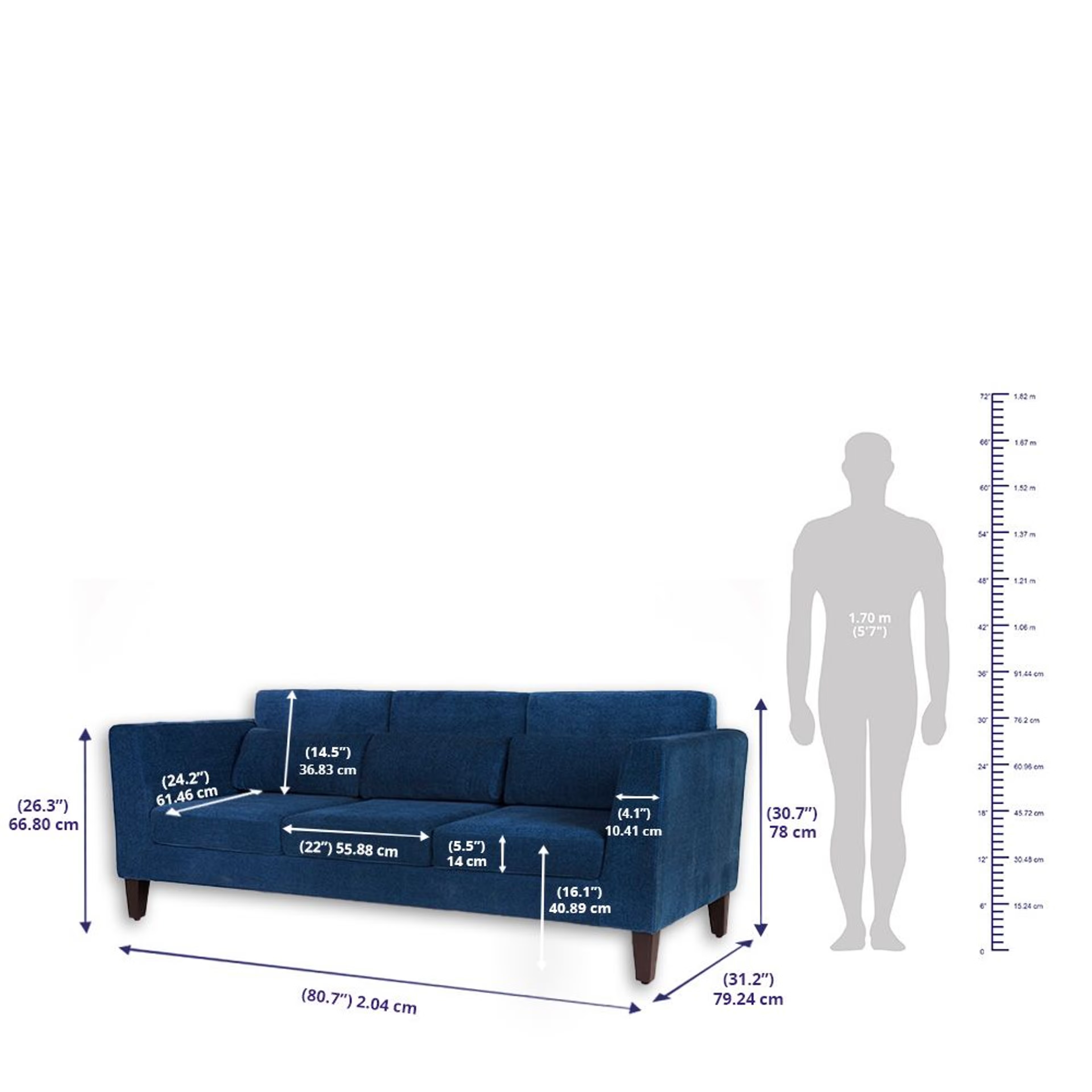 Wakefit SnoozePro Sofa Set Regular, 3 Seater + 2 Seater + 1 Seater, Cobalt Blue 7 Wakefit SnoozePro Sofa Set Regular, 3 Seater + 2 Seater + 1 Seater, Cobalt Blue