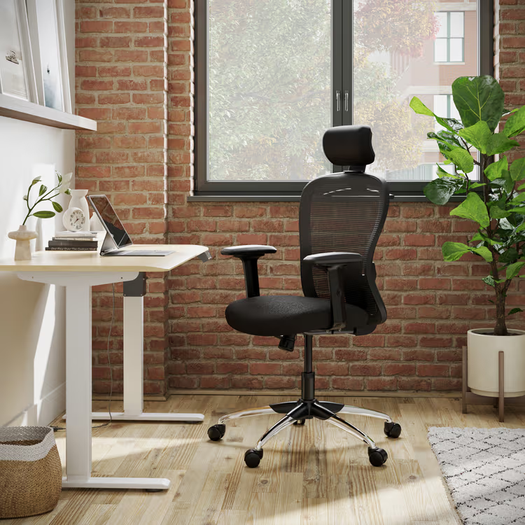 chrome base black chair